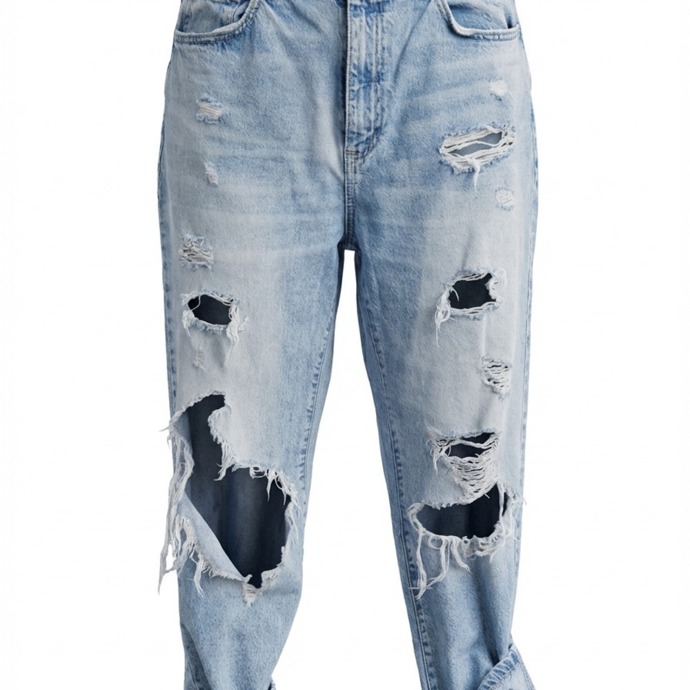 Garage Light Blue Distressed Boyfriend Jeans - Picture 3 of 5